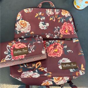 Matilda Jane Burgundy Floral Backpack and Wallet